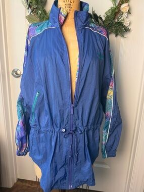 VINTAGE Reebok Jacket Womens Small, Blue Green Windbreaker retro, 1990s
